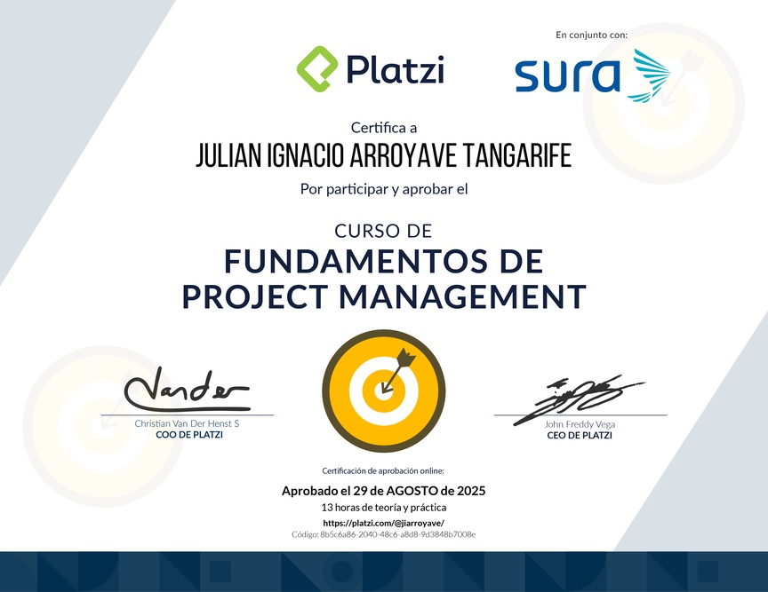 Diploma del Curso de Fundamentos de Project Management