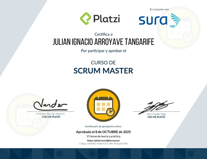 Diploma del Curso de Scrum Master