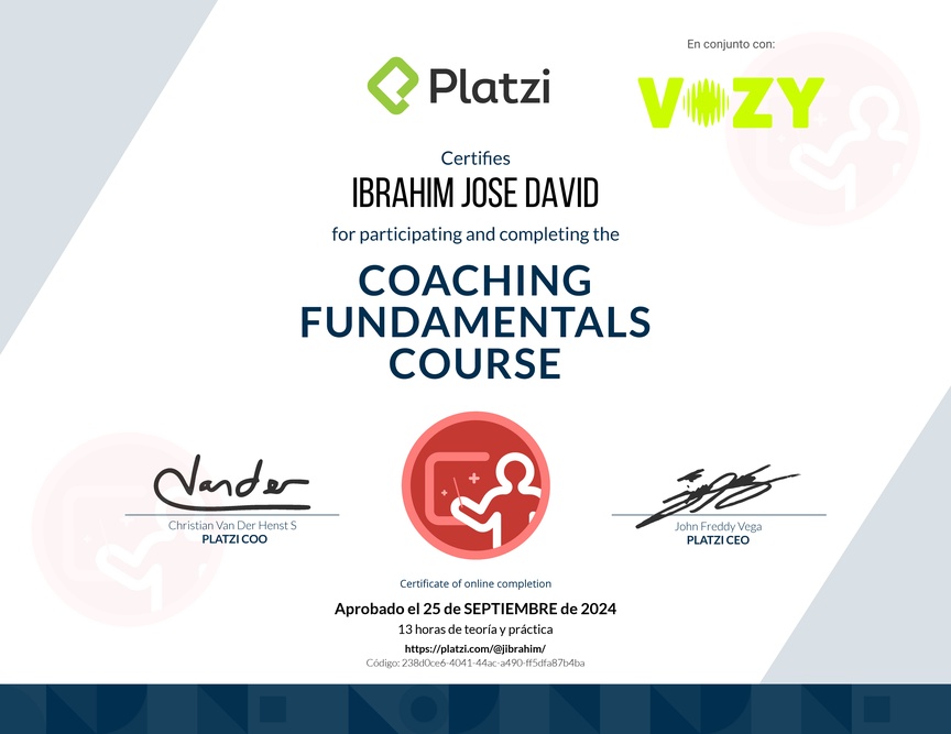 Diploma del Curso de Habilidades y Estrategias de Coaching