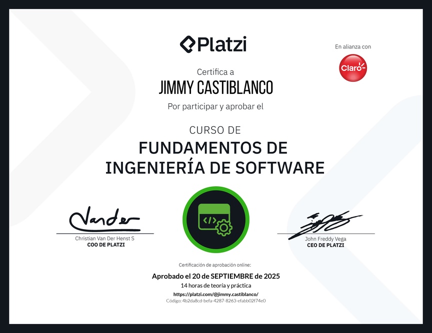 Diploma del Curso de Fundamentos de Ingeniería de Software