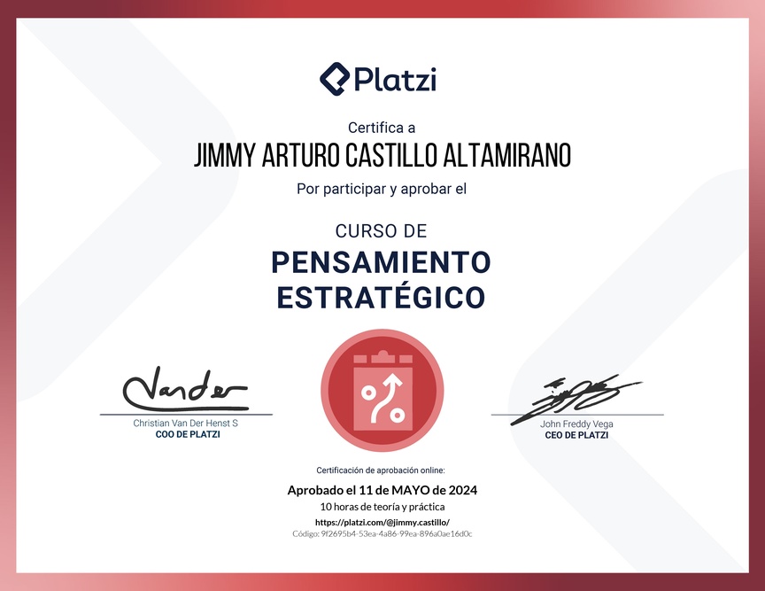Diploma del Curso de Pensamiento Estratégico