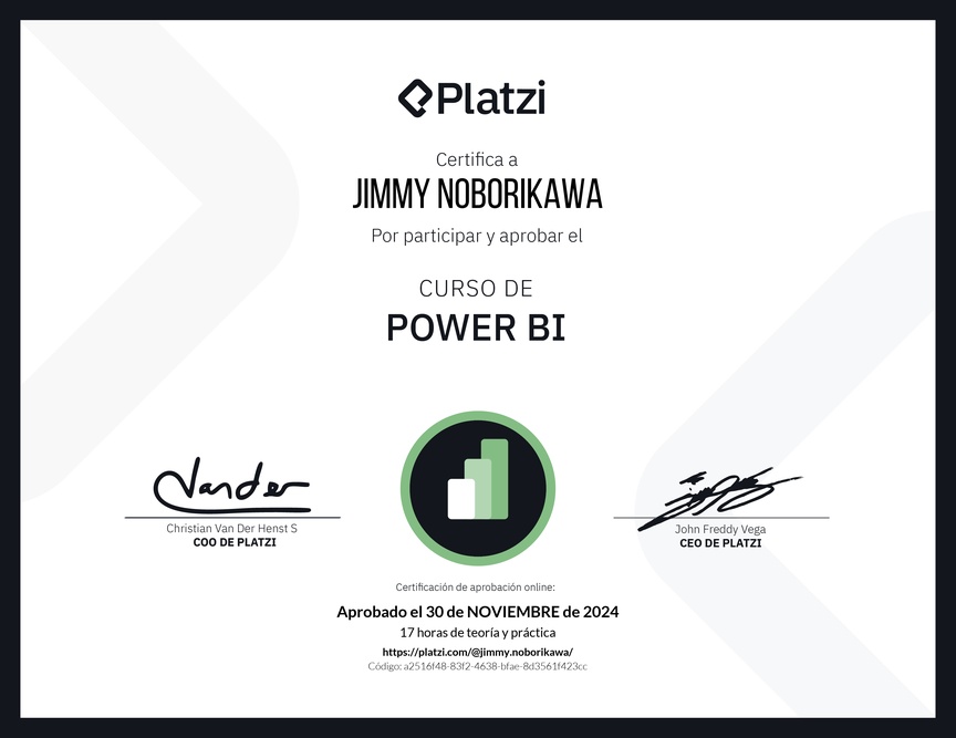 Diploma del Curso de Power BI