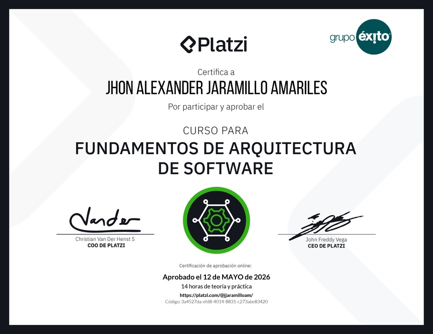 Diploma del Curso de Fundamentos de Arquitectura de Software