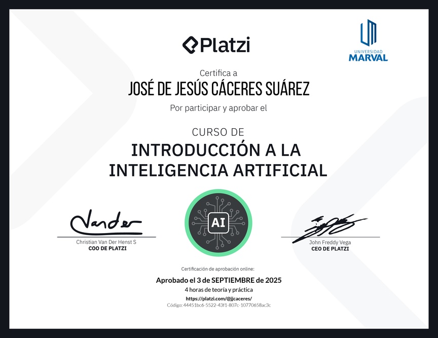 Diploma del Curso Gratis de Introducción a la Inteligencia Artificial