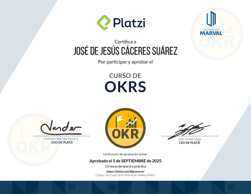 Diploma del Curso de OKRs: Herramienta Clave para Managers