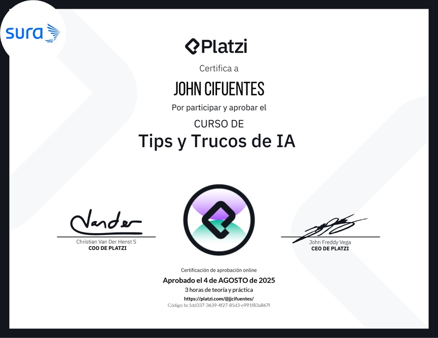 Diploma del Curso de tips y trucos de IA