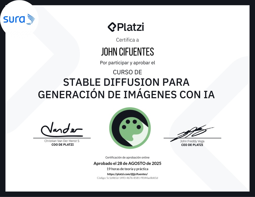 Diploma del Curso de Stable Diffusion para Generación de Imágenes con AI