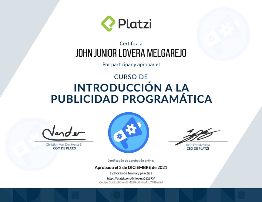 Diploma del Curso de Introducción a la Publicidad Programática