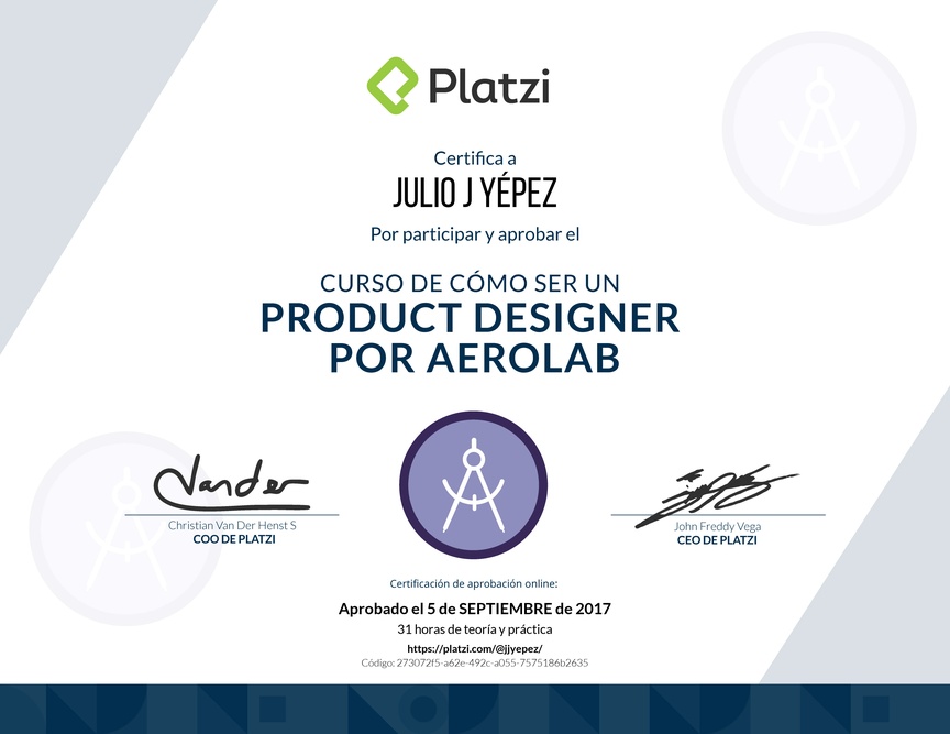 Diploma del Curso de Product Designer con Aerolab