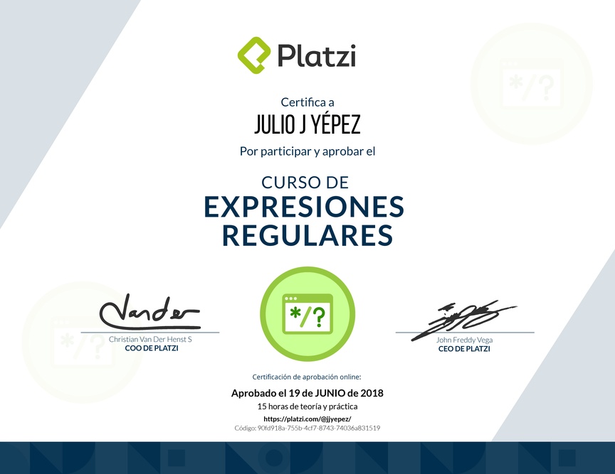 Diploma del Curso de Expresiones Regulares