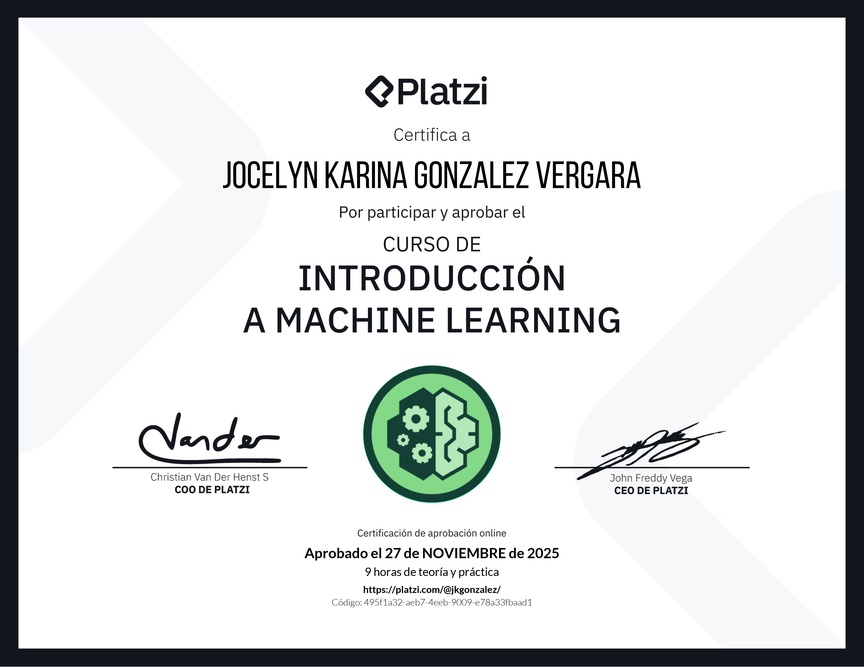 Diploma del Curso de Introducción a Machine Learning