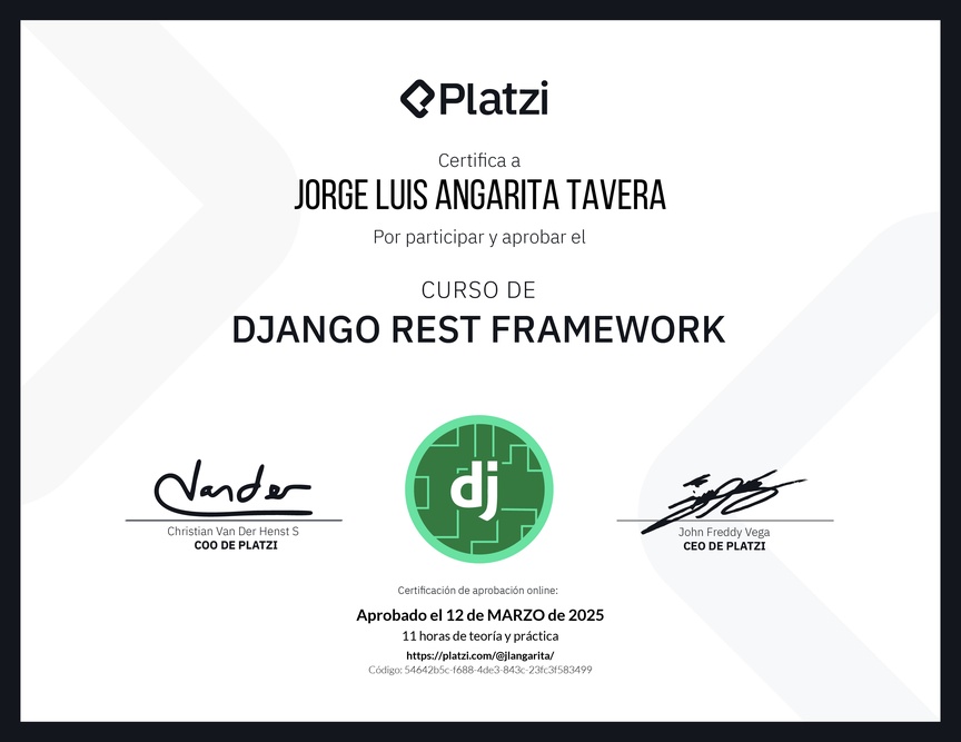 Diploma del Curso de Django Rest Framework