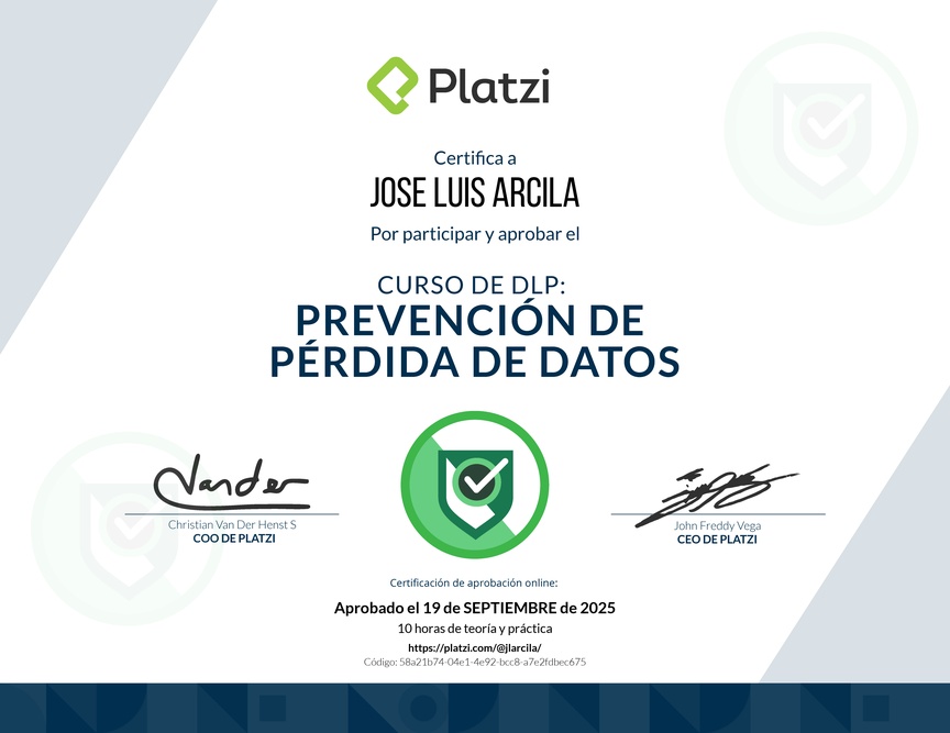 Diploma del Curso de DLP: Prevención de Pérdida de Datos
