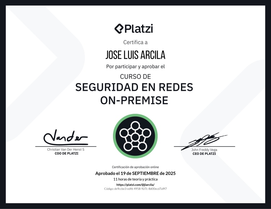 Diploma del Curso de Seguridad de Redes On-Premise