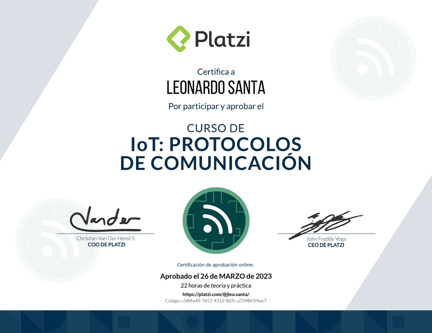 Diploma del Curso de IoT: Protocolos de Comunicación