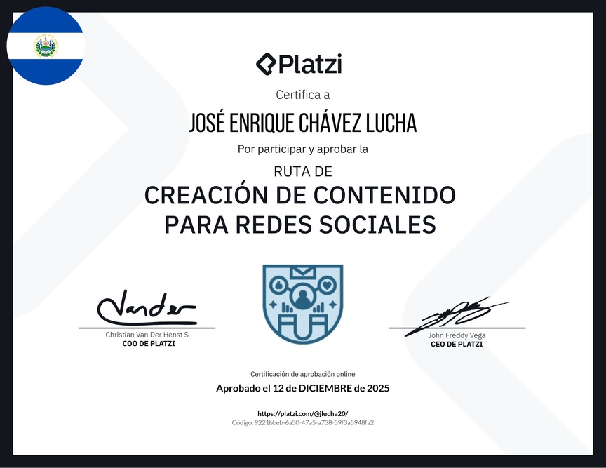 Diploma de la Ruta de Aprendizaje de Creación de Contenido para Redes Sociales