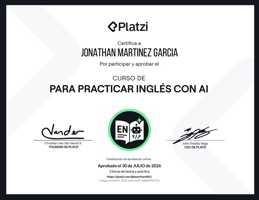 Diploma del Curso para Practicar Inglés con AI
