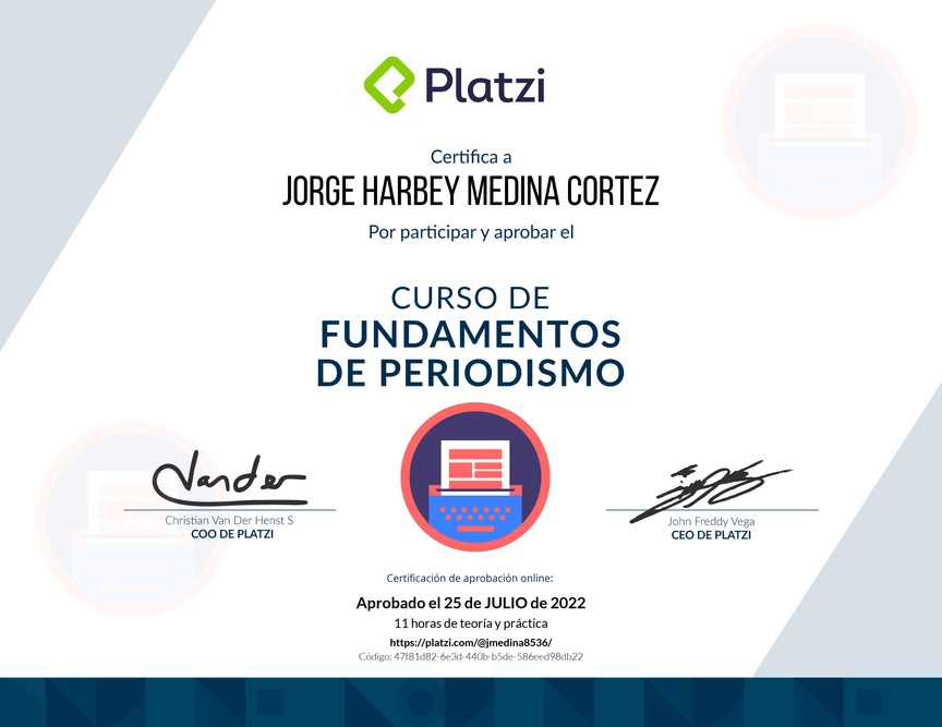 Diploma del Curso de Introducción al Periodismo
