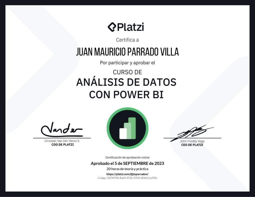 Diploma del Curso de Análisis de Datos con Power BI