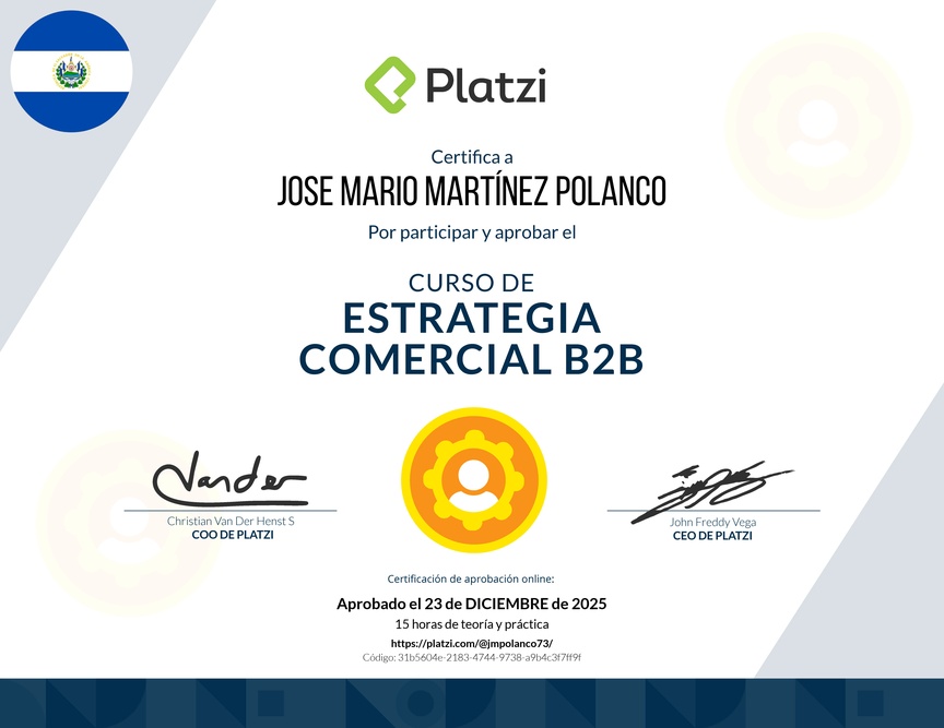 Diploma del Curso de Estrategia Comercial B2B