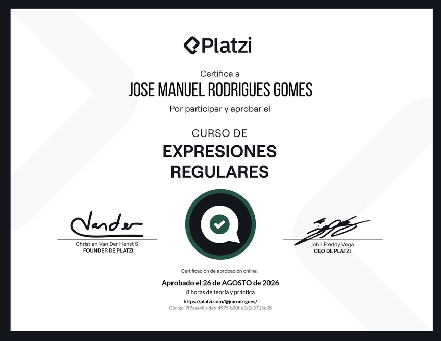 Diploma del Curso de Expresiones Regulares