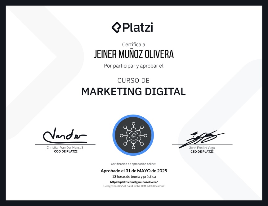 Diploma del Curso de Marketing Digital