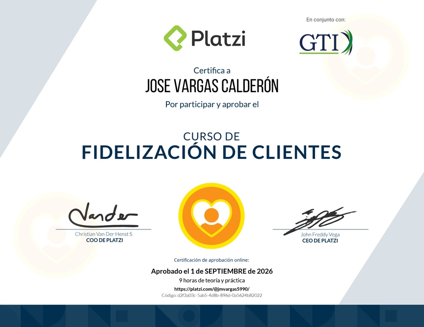 Diploma del Curso de Fidelización de Clientes