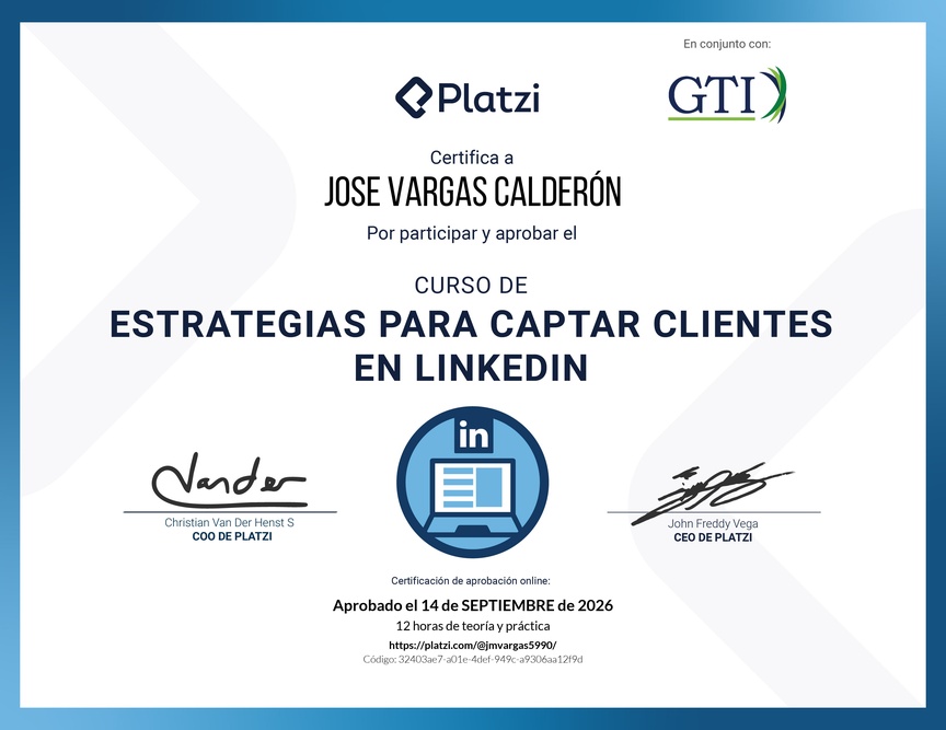 Diploma del Curso de Estrategias para captar clientes en LinkedIn