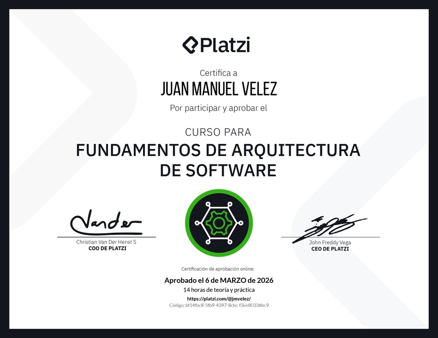 Diploma del Curso de Fundamentos de Arquitectura de Software