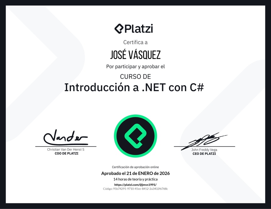 Diploma del Curso de Introducción a .NET con C#