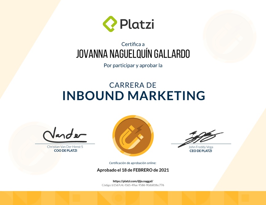 Diploma de la Ruta de Aprendizaje de Inbound Marketing
