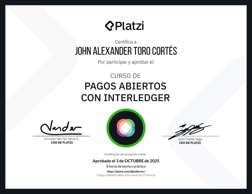 Diploma del Curso de Pagos Abiertos con Interledger