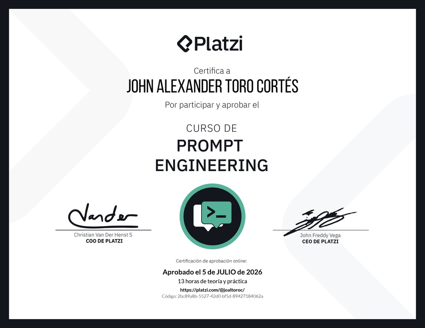 Diploma del Curso de Prompt Engineering