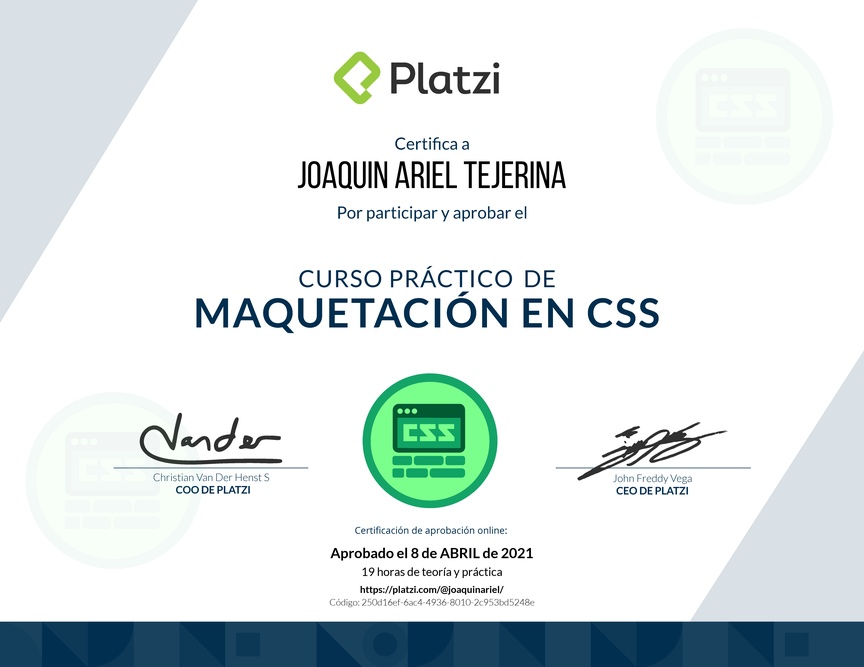 Diploma del Curso Práctico de Maquetación en CSS