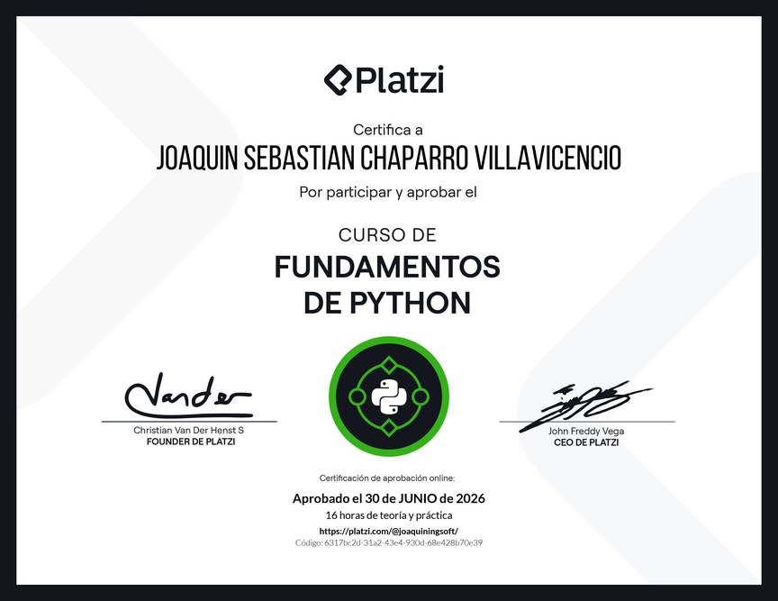 Diploma del Curso de Fundamentos de Python