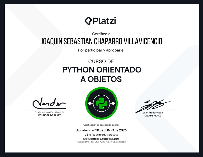 Diploma del Curso de Python Orientado a Objetos