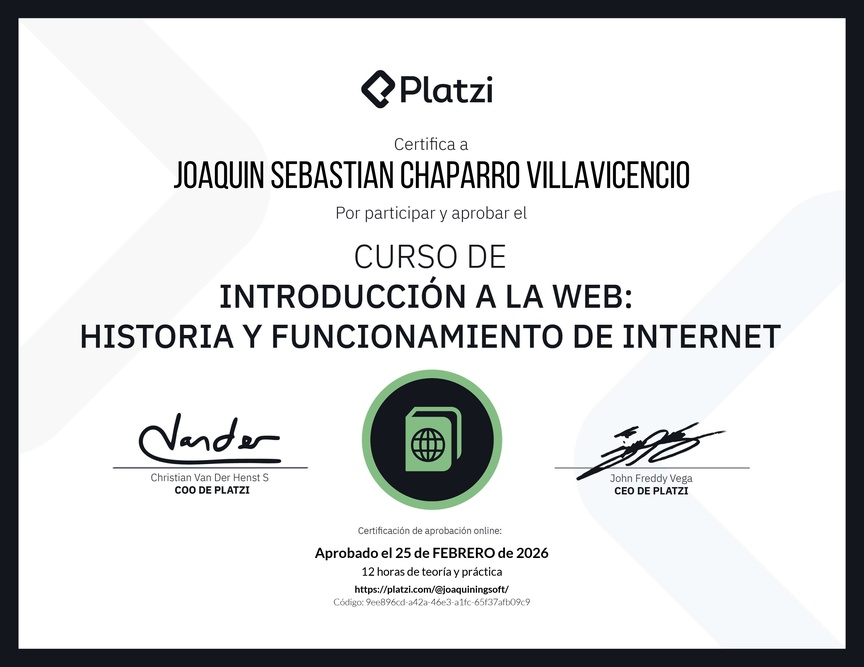 Diploma del Curso de Introducción a la Web: Historia y Funcionamiento de Internet