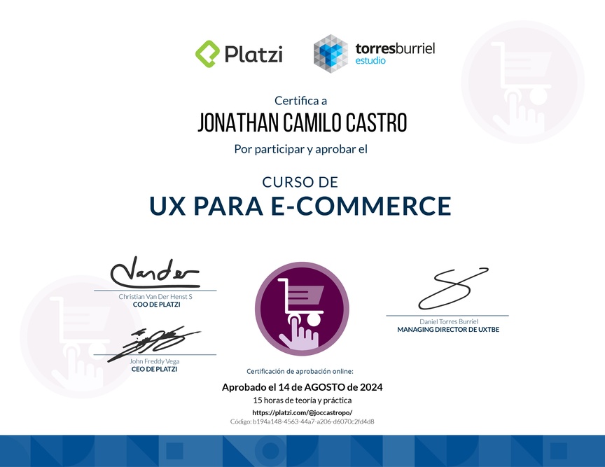 Diploma del Curso de UX para E-Commerce