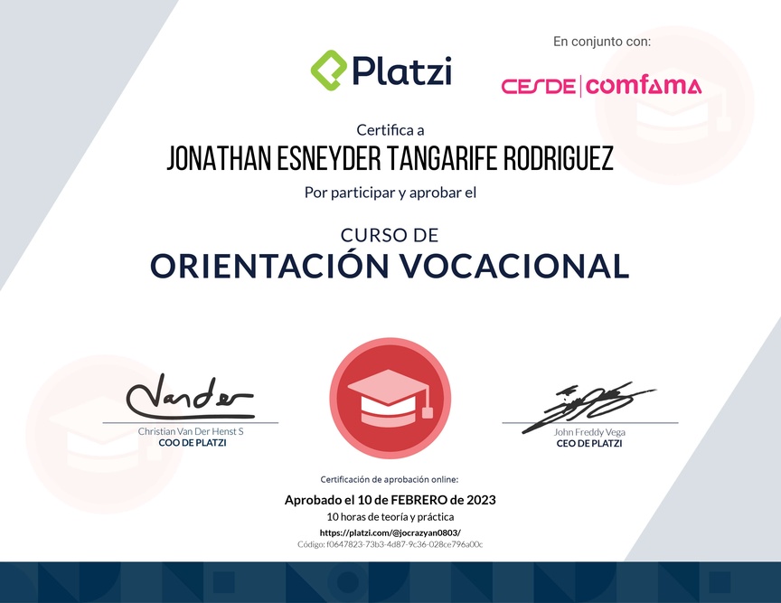 Diploma del Curso de Orientación Vocacional