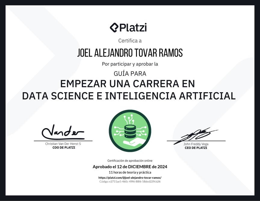 Diploma de Guía para Empezar una Carrera en Data Science e Inteligencia Artificial