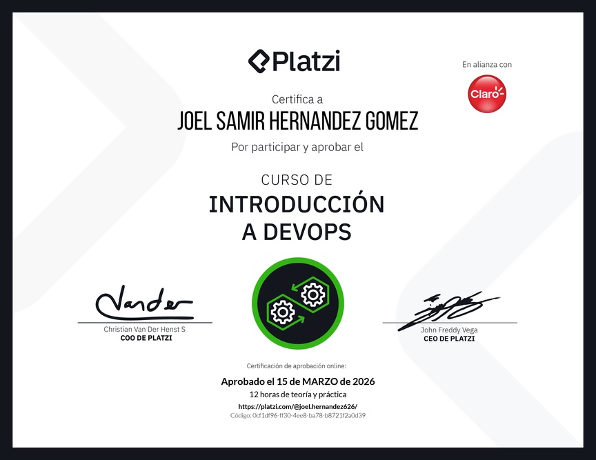 Diploma del Curso de Introducción a DevOps