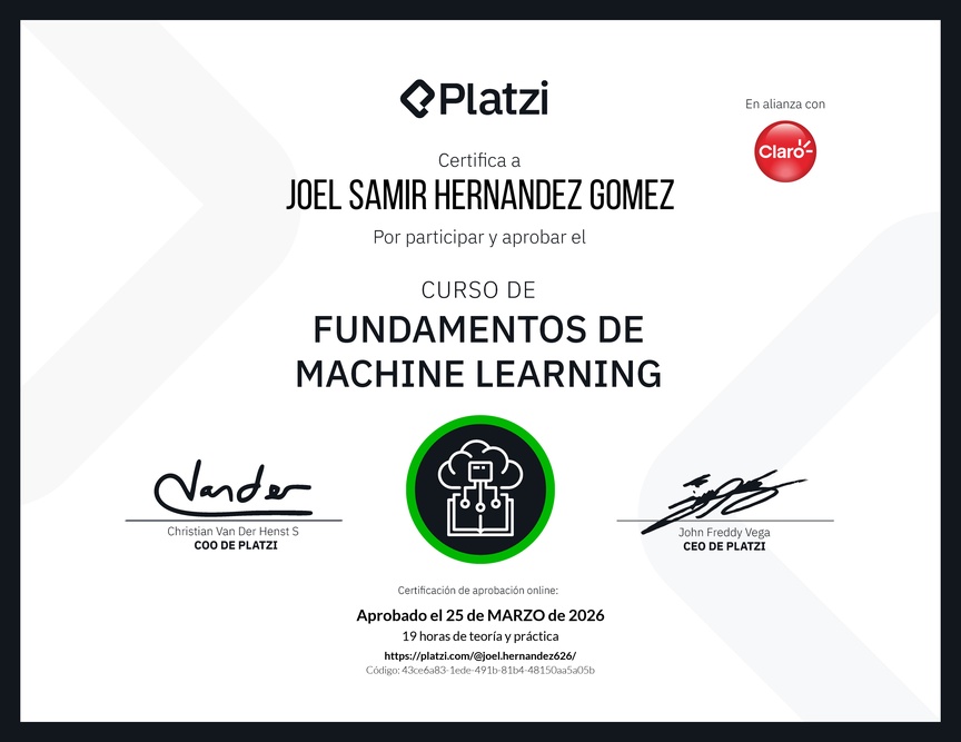 Diploma del Curso de Fundamentos de Machine Learning