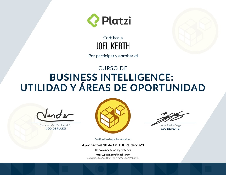 Diploma del Curso de Business Intelligence: Utilidad y Áreas de Oportunidad
