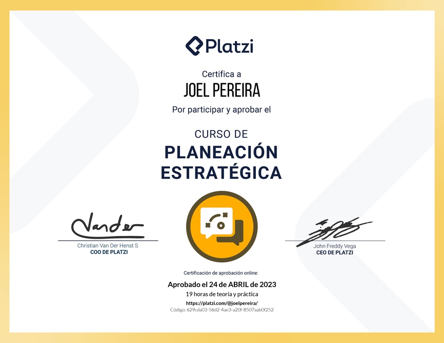 Diploma del Curso de Planeación Estratégica