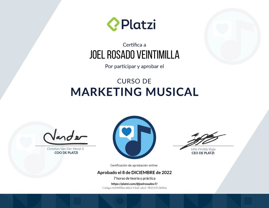 Diploma del Curso de Marketing Musical