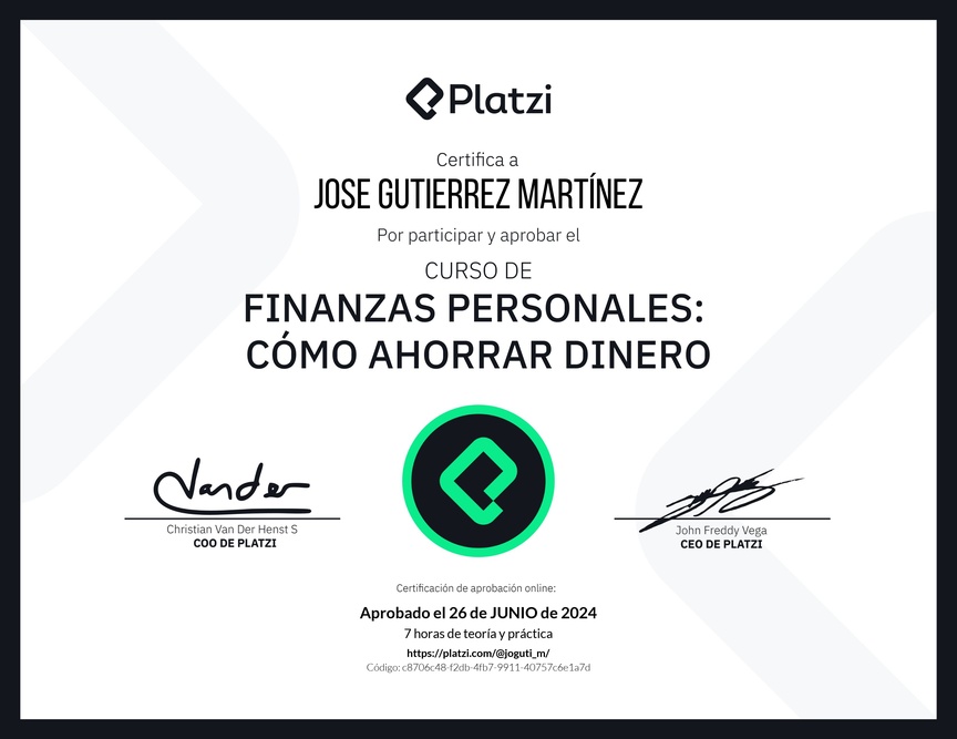 Diploma del Curso de Estrategias de Ahorro y Planificación Financiera