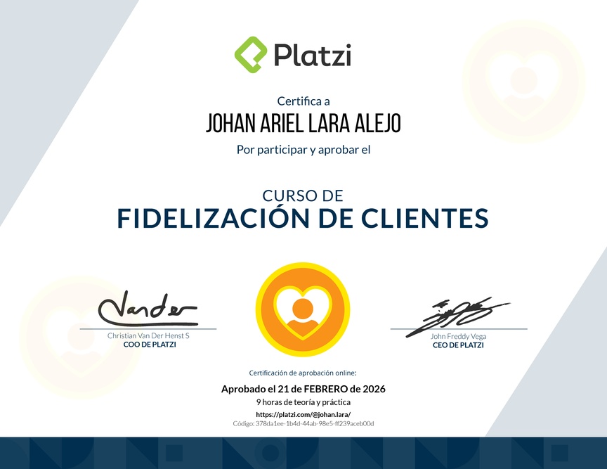 Diploma del Curso de Fidelización de Clientes