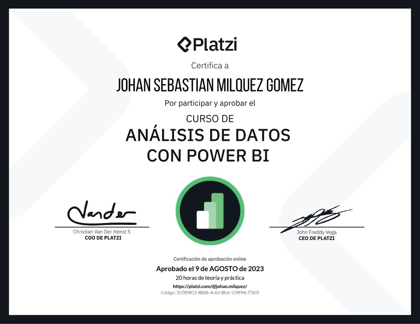 Diploma del Curso de Análisis de Datos con Power BI