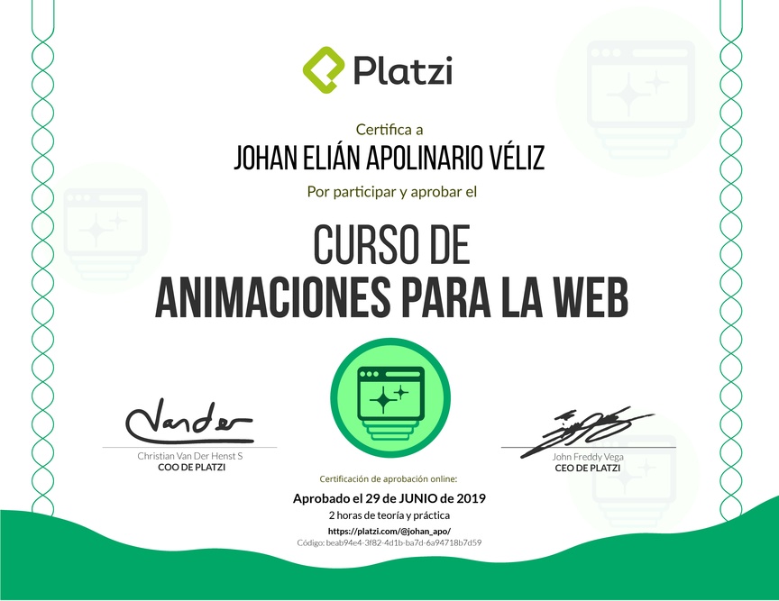 Diploma del Curso de Animaciones para la Web
