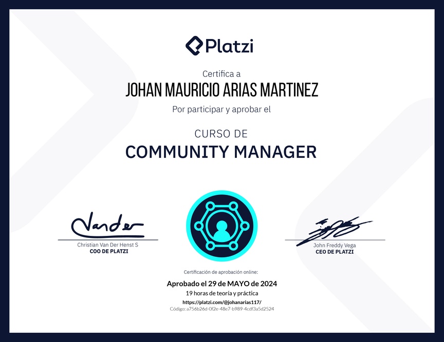 Diploma del Curso de Community Manager (2023)